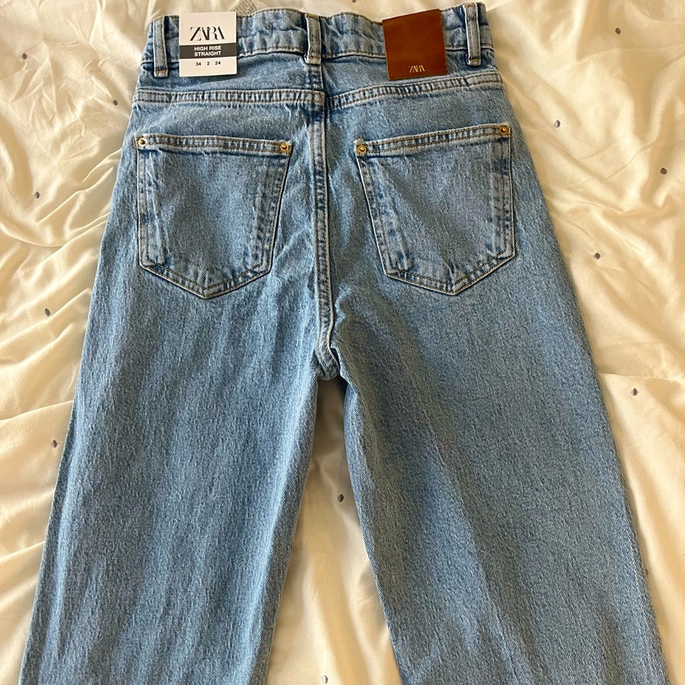 ZARA High Rise Straight Jeans USA 2